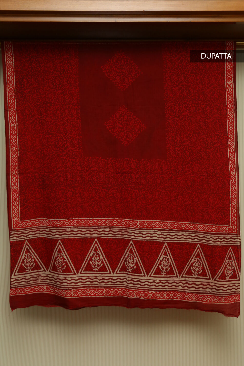 Dark Red Dabu Pure Cotton Suit Set image number null