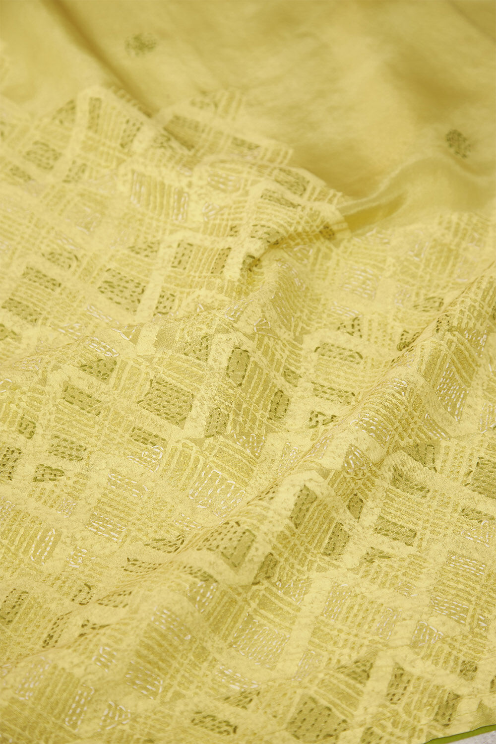 Yellow Pure Tissue Organza Printed Embroidery Saree image number null