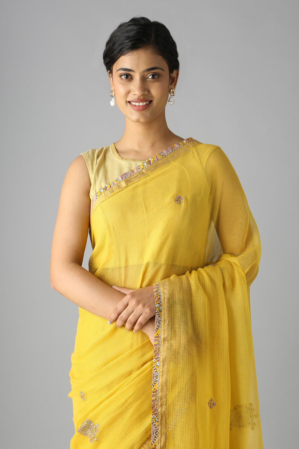 Yellow Pure Silk Kota Saree image number null