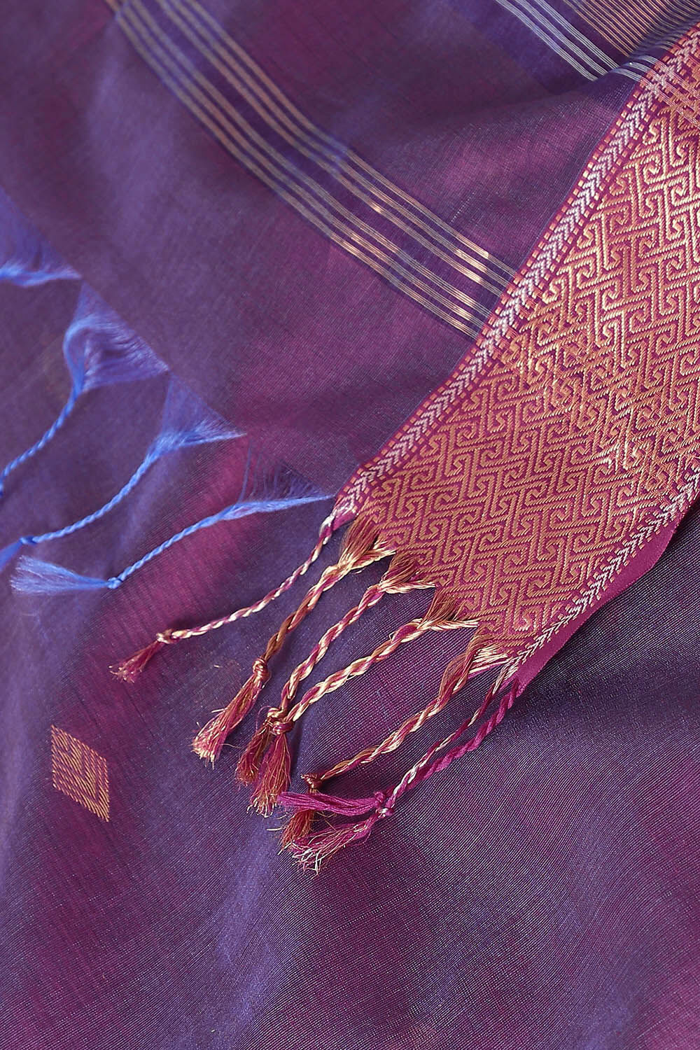 Violet Pure Silk Cotton Maheswari Saree image number null
