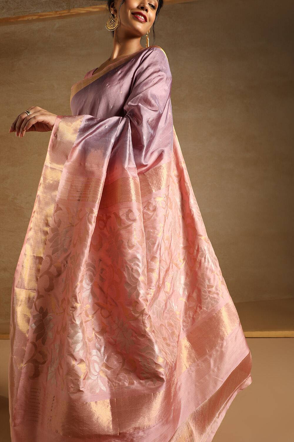 Light Violet Pure Silk Uppada Jamdani Saree image number null