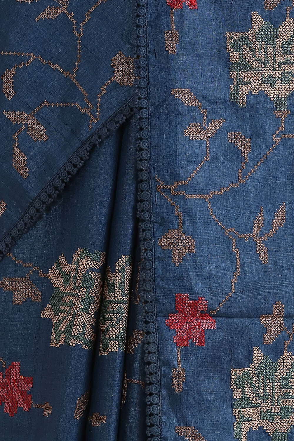 Blue Pure Tussar Embroidered Saree image number null