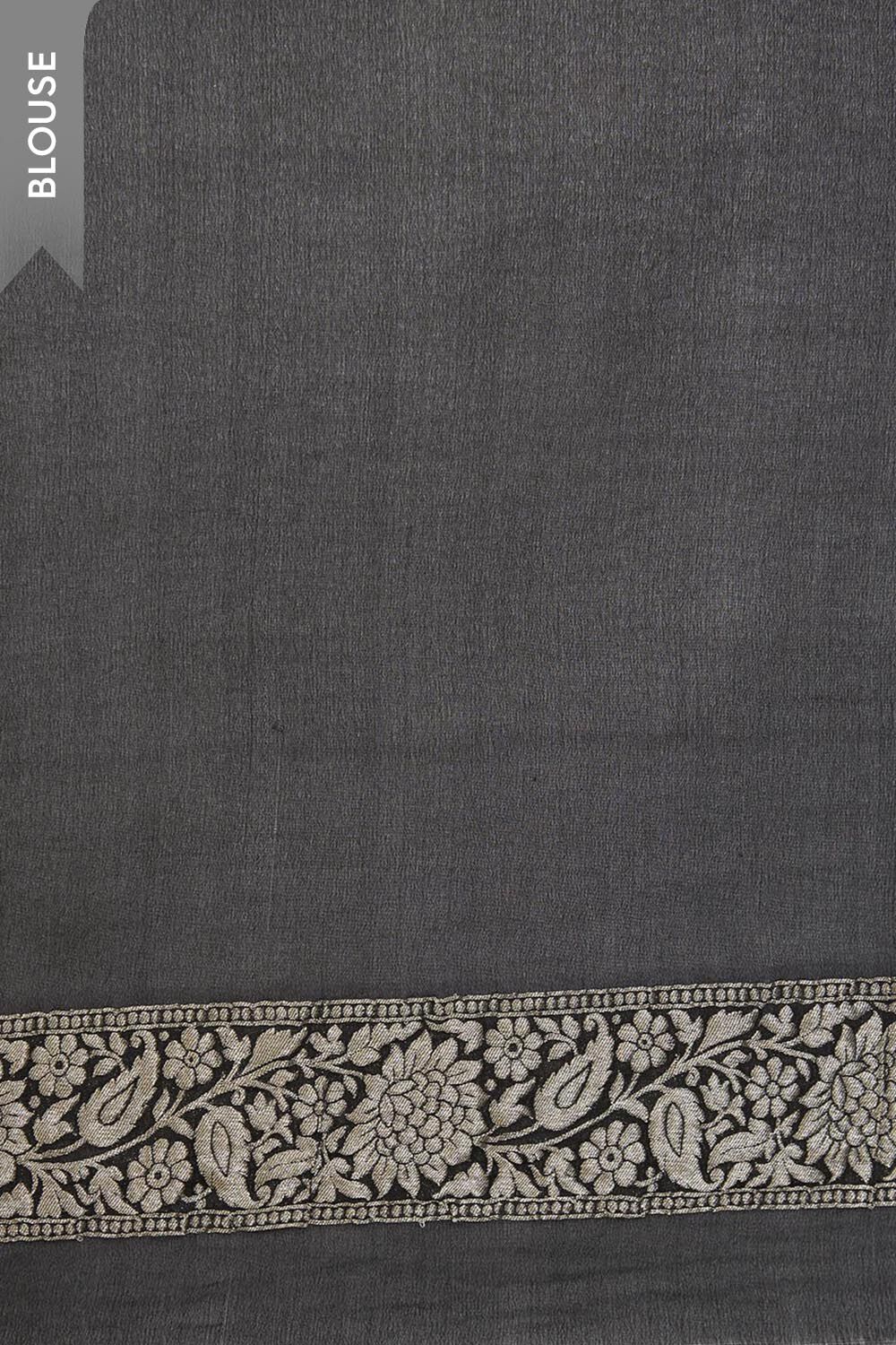 Black Pure Silk Georgette Cutwork Banaras Saree image number null