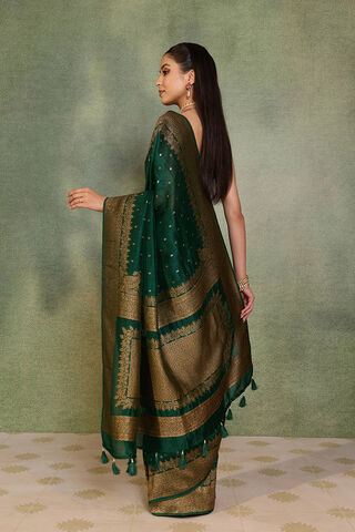 Dark Green Woven Design Pure Viscose Saree thumbnail image number null