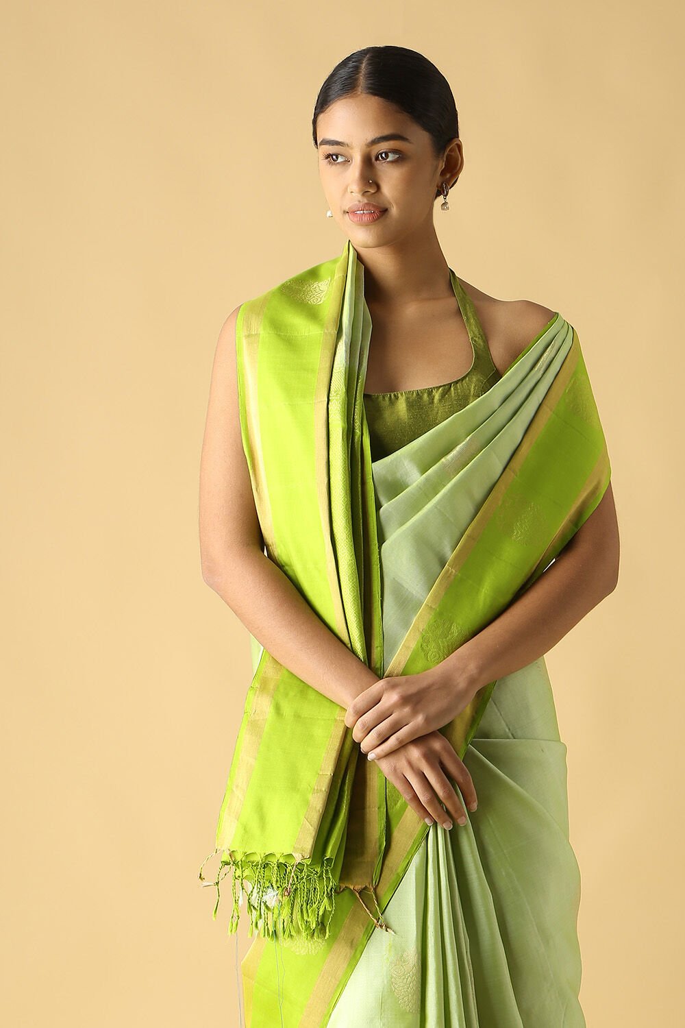 Light Green Pure Silk South Saree image number null