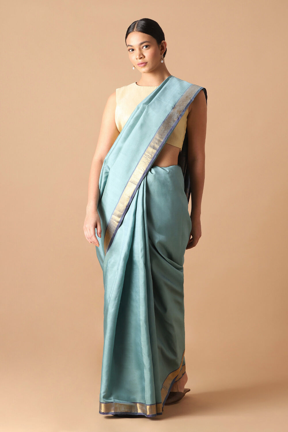 Blue Pure Silk Kanjivaram Saree image number null