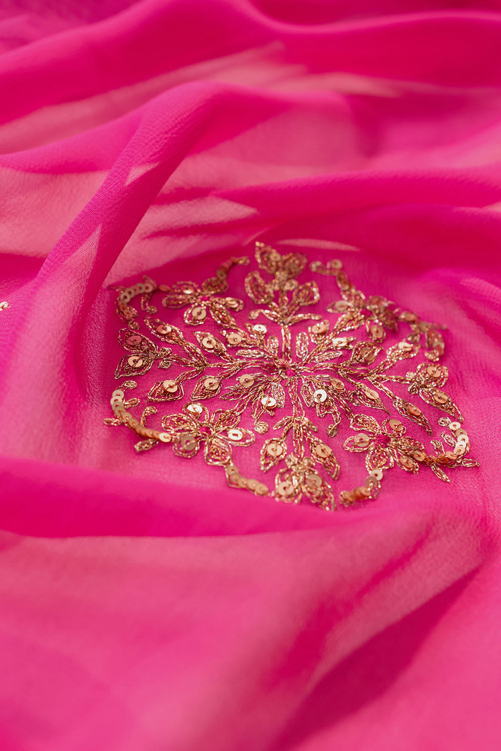 Pink Embroidered Viscose Georgette Saree image number null