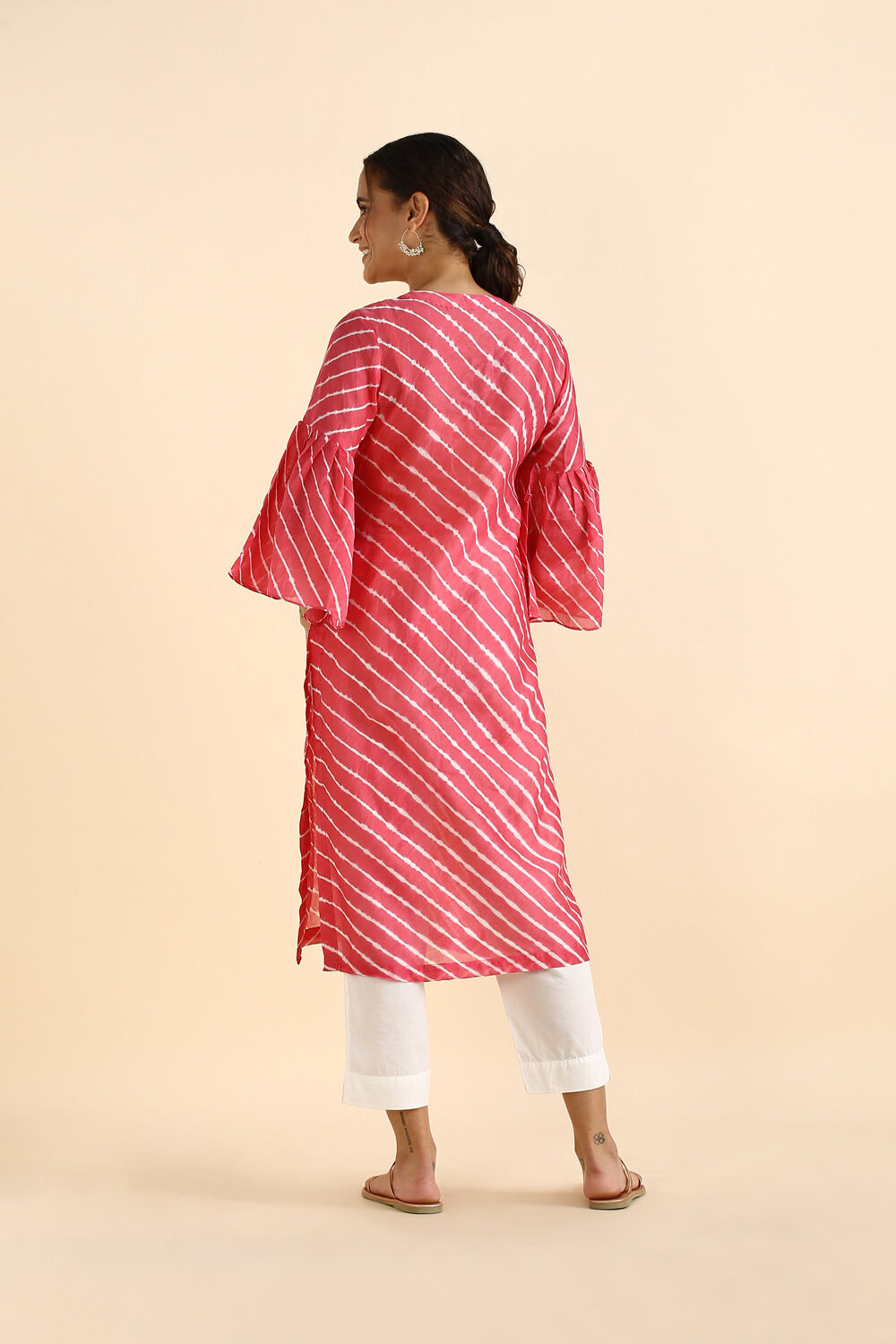 Light Pink Silk Cotton Mirror Work Kurta image number null