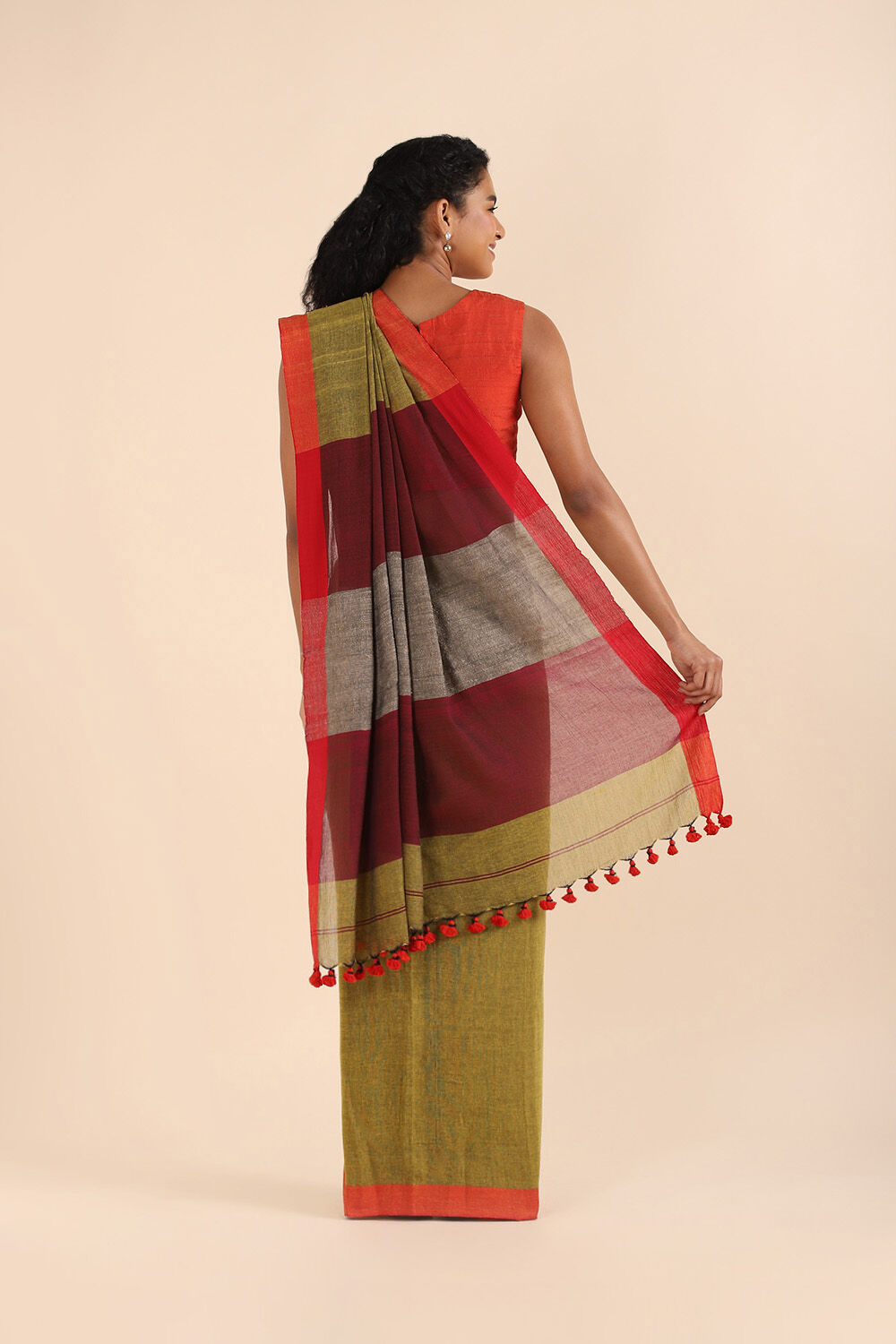 Dark Pure Yellow Cotton Bengal Saree image number null