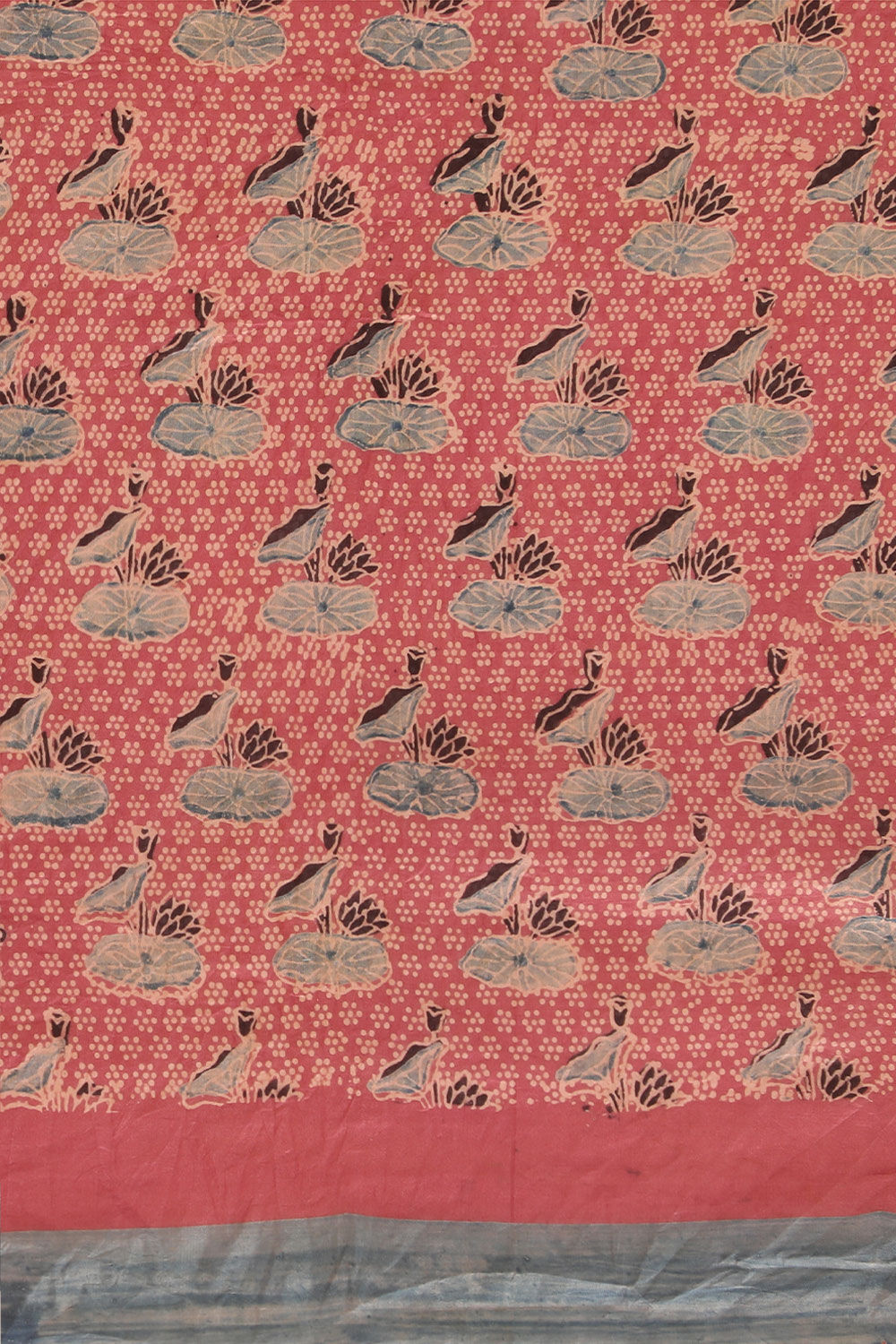 Pink Gujarat Pure Silk Ajrakh Block Print Saree image number null