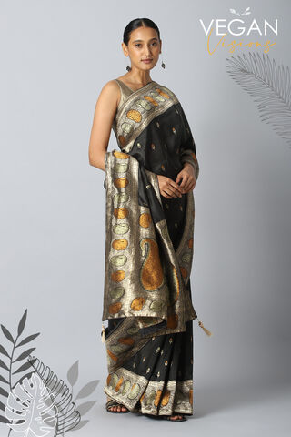 Dark Grey Pure Luxe Vegan Saree image number