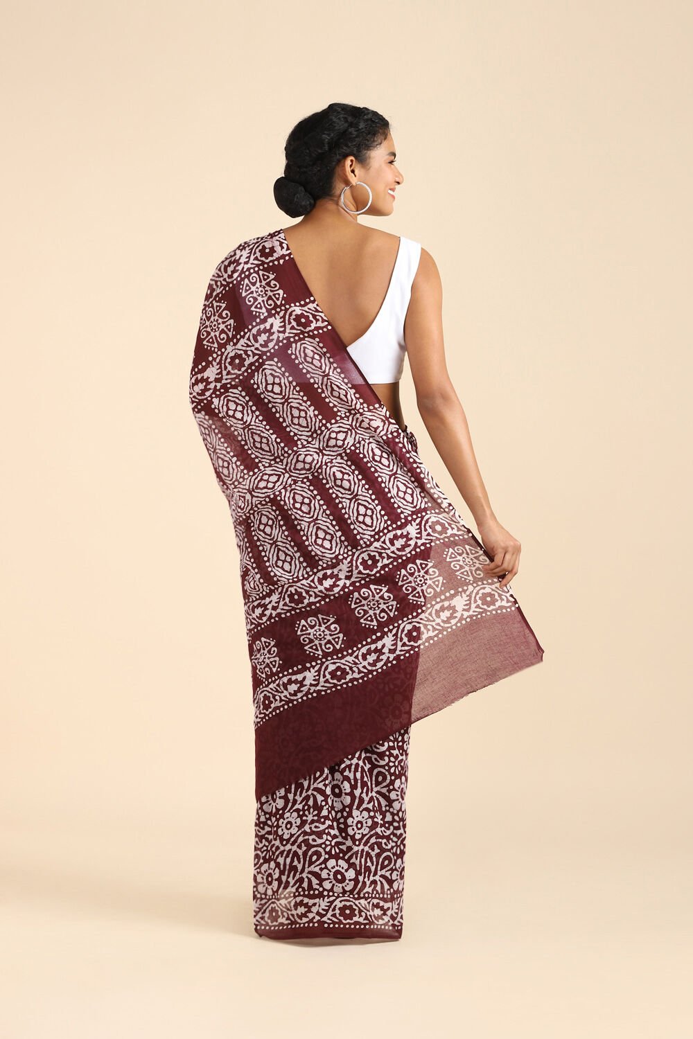 Brown Pure Cotton Batik Saree image number null