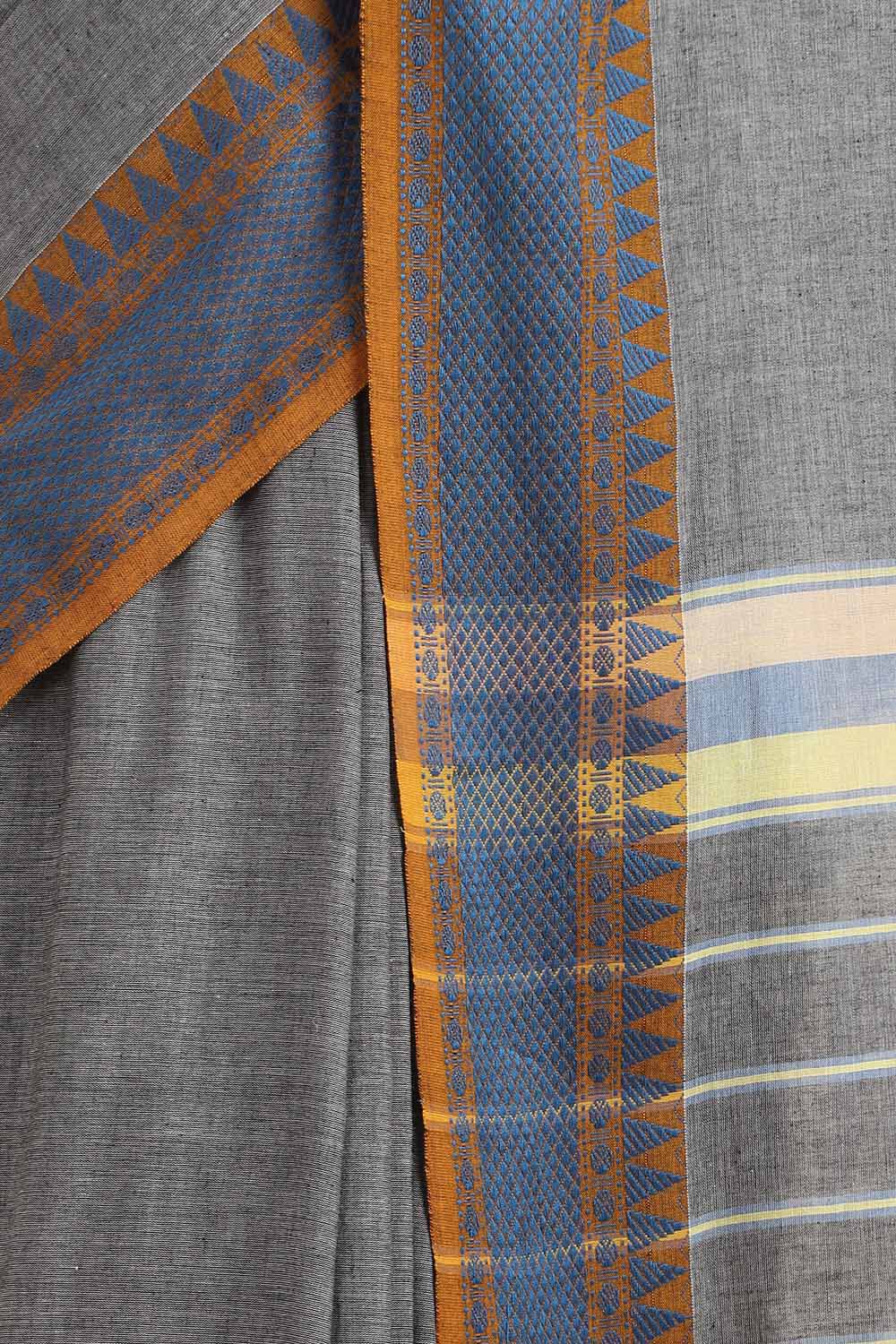 Grey Pure Cotton Bengal Saree image number null
