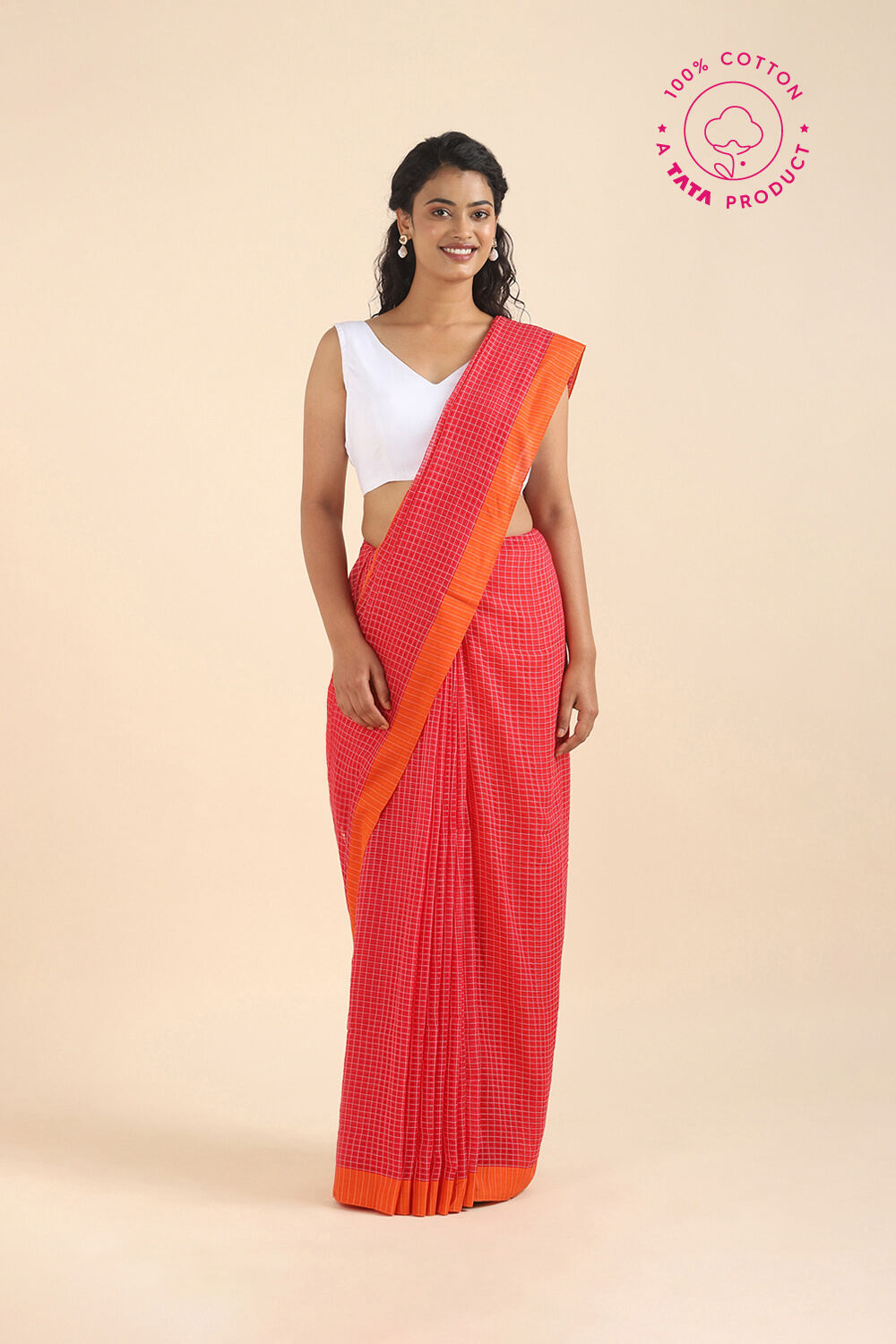 Pink Pure Cotton Bengal Saree image number null
