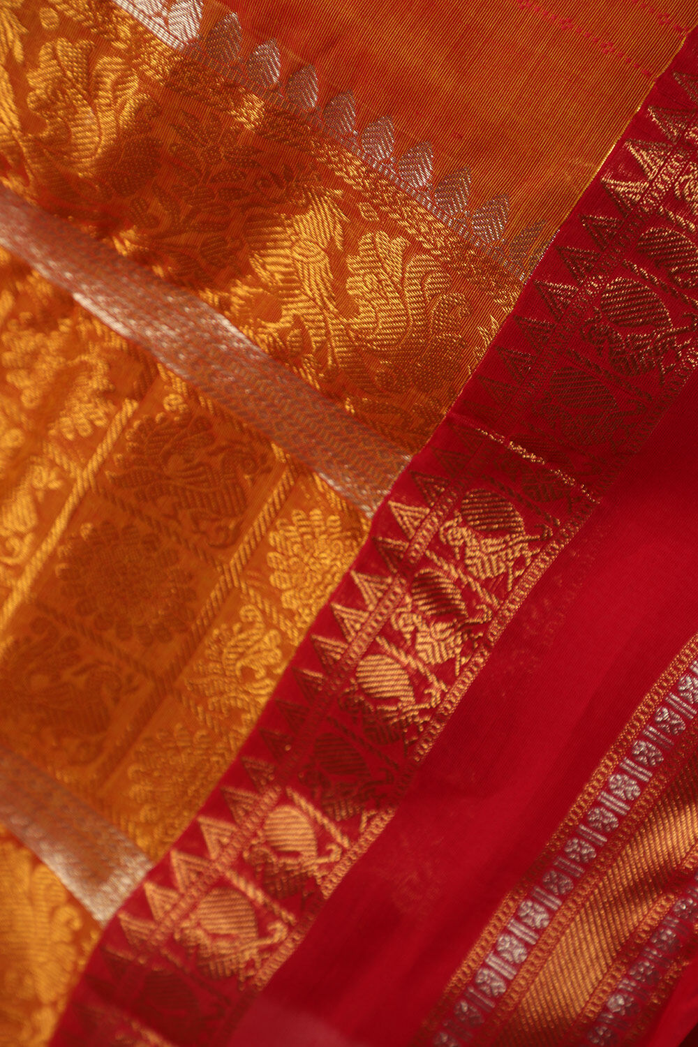 Orange South Pure Cotton Woven Saree image number null