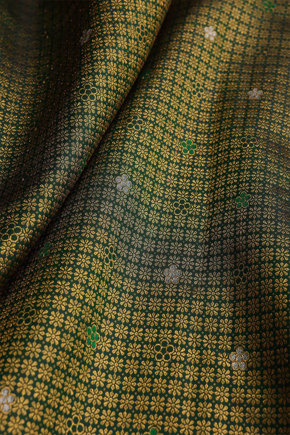 Dark Green Kanjivaram Silk Saree image number null