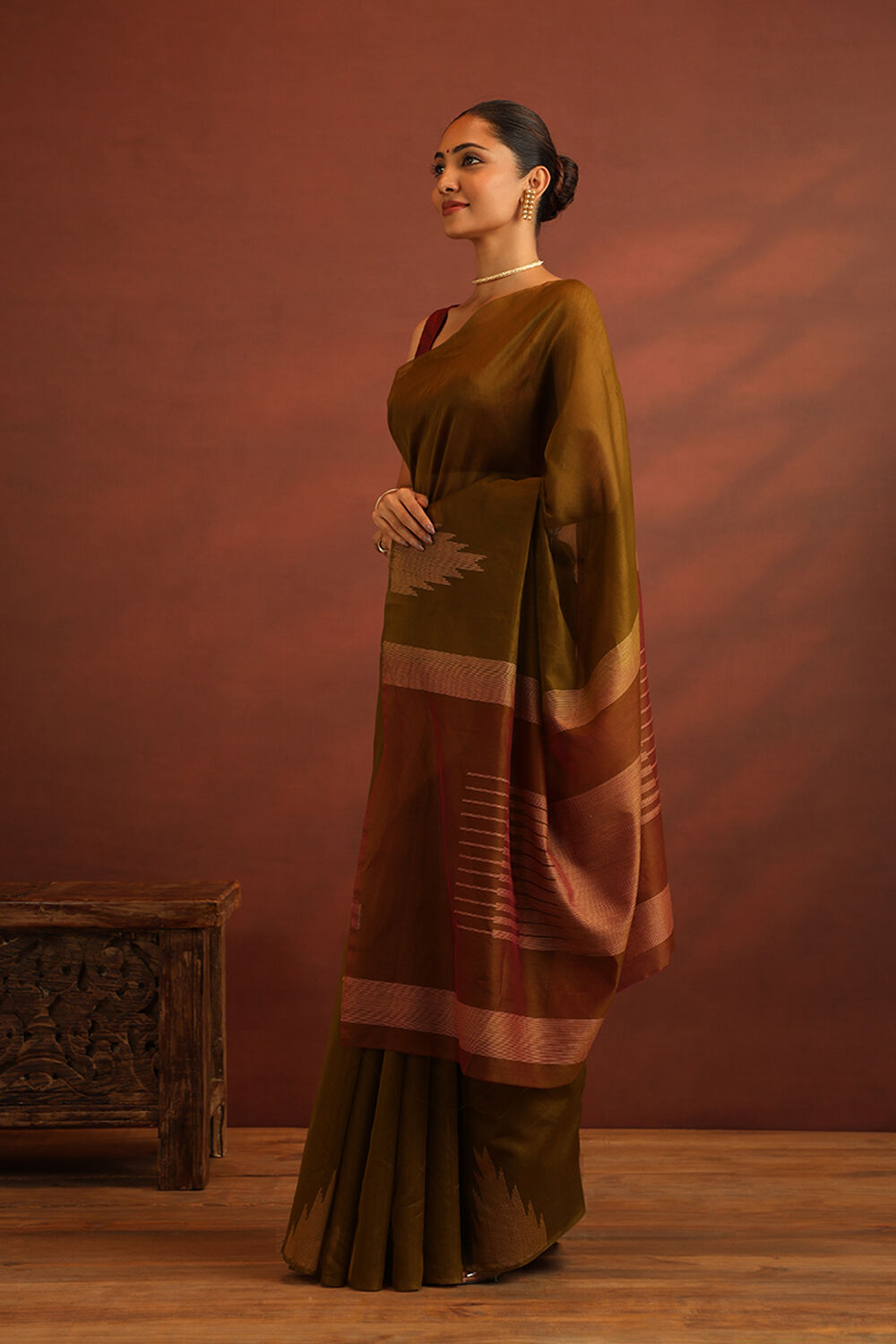 Dark Green South Pure Silk Cotton Woven Saree image number null