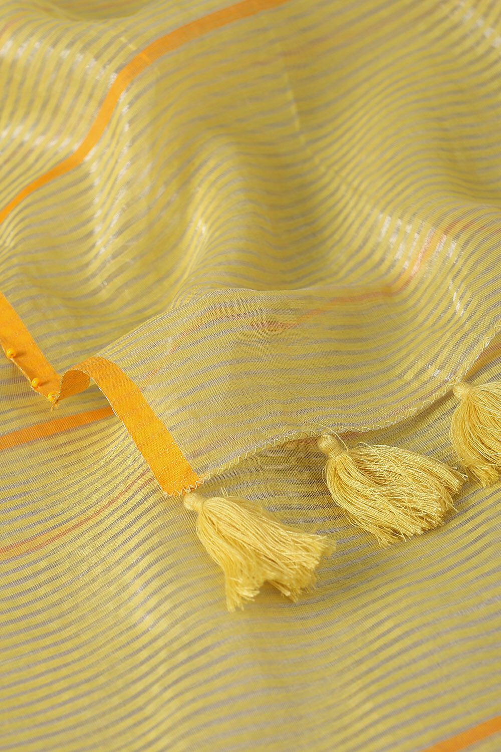 Yellow Pure Silk Cotton Embroidered Saree image number null