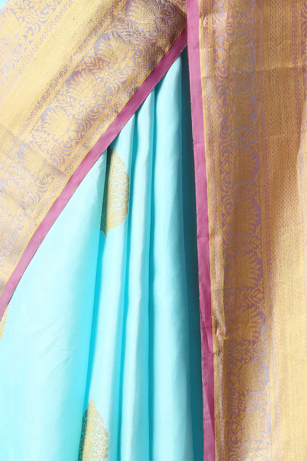Light Blue Pure Silk Kanjivaram Saree image number null