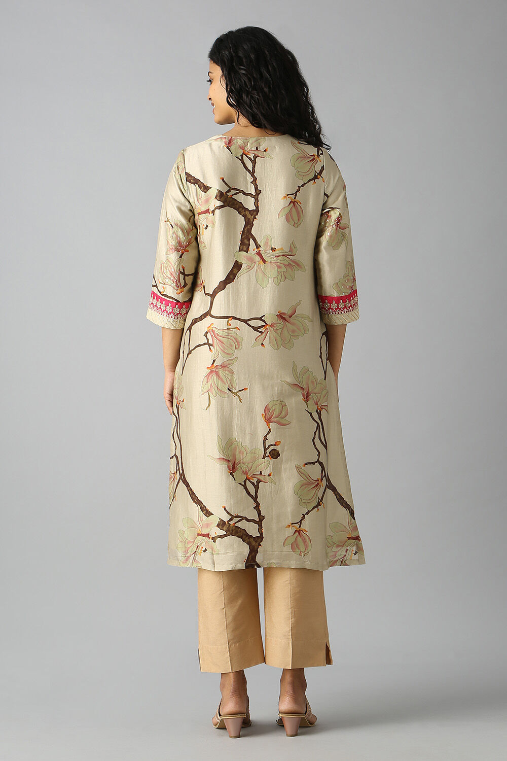 Beige Printed Kurta image number null