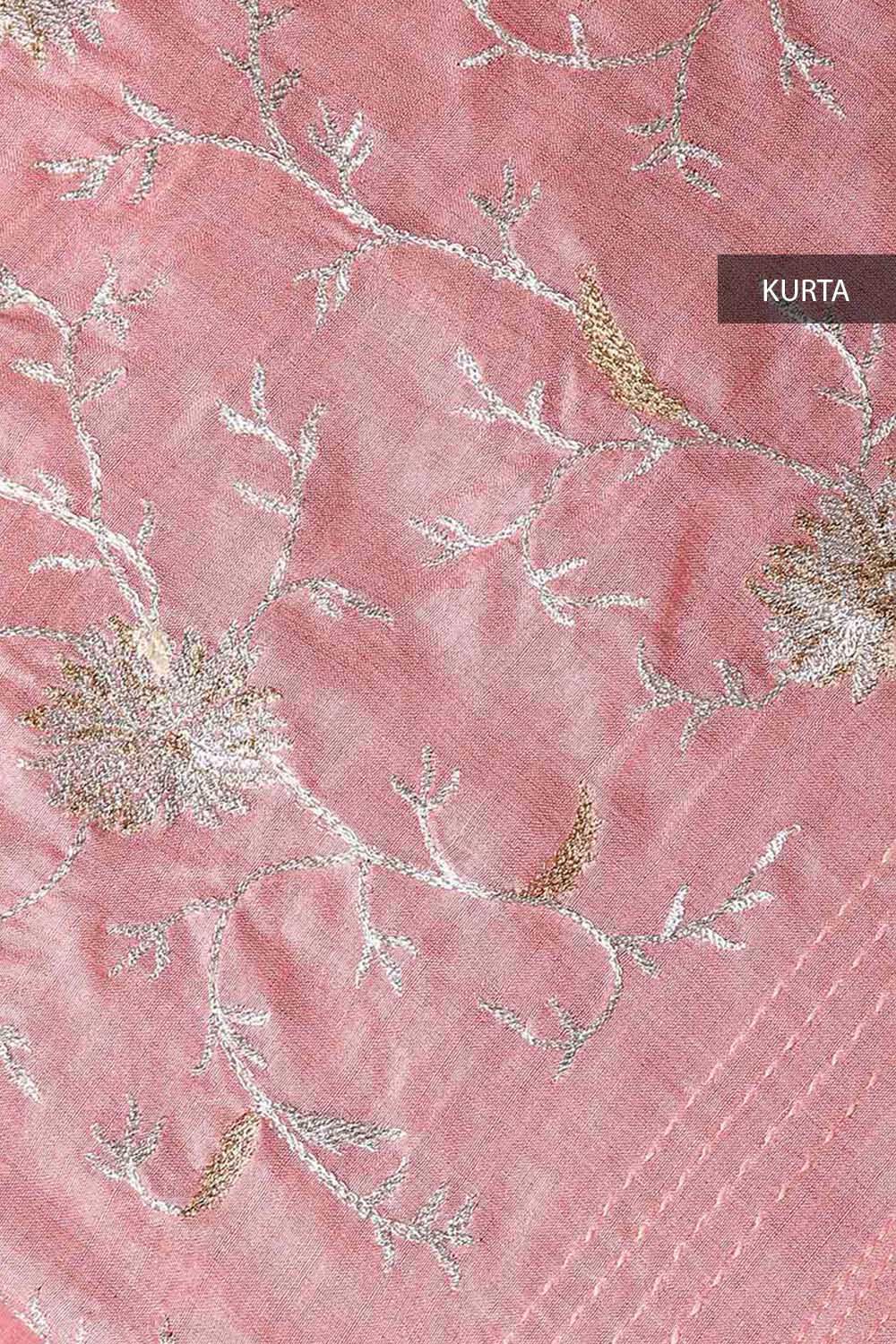 Light Pink Embroidered Tussar Suit image number null