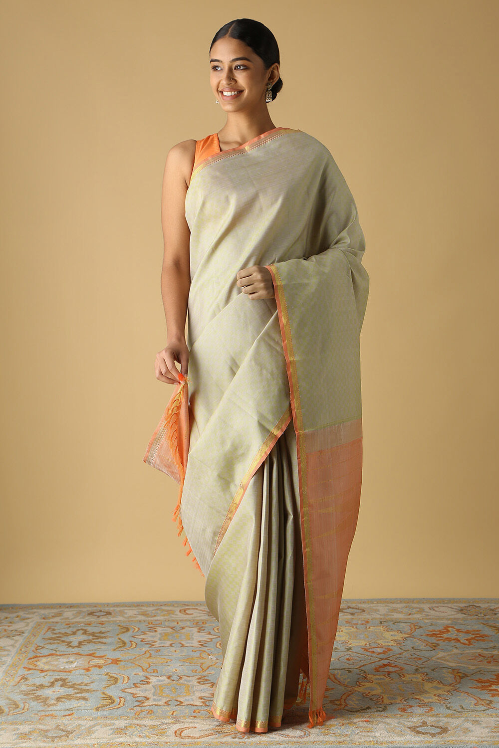 Light Green Pure Silk Kanjivaram Saree image number null