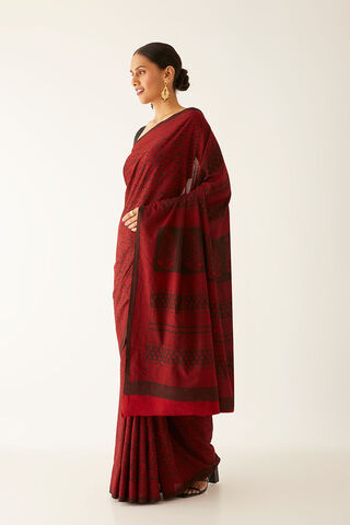 Red Pure Cotton Bagh Printed Saree thumbnail image number null