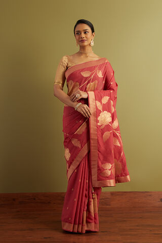 Red Woven Viscose Luxe Saree thumbnail image number null
