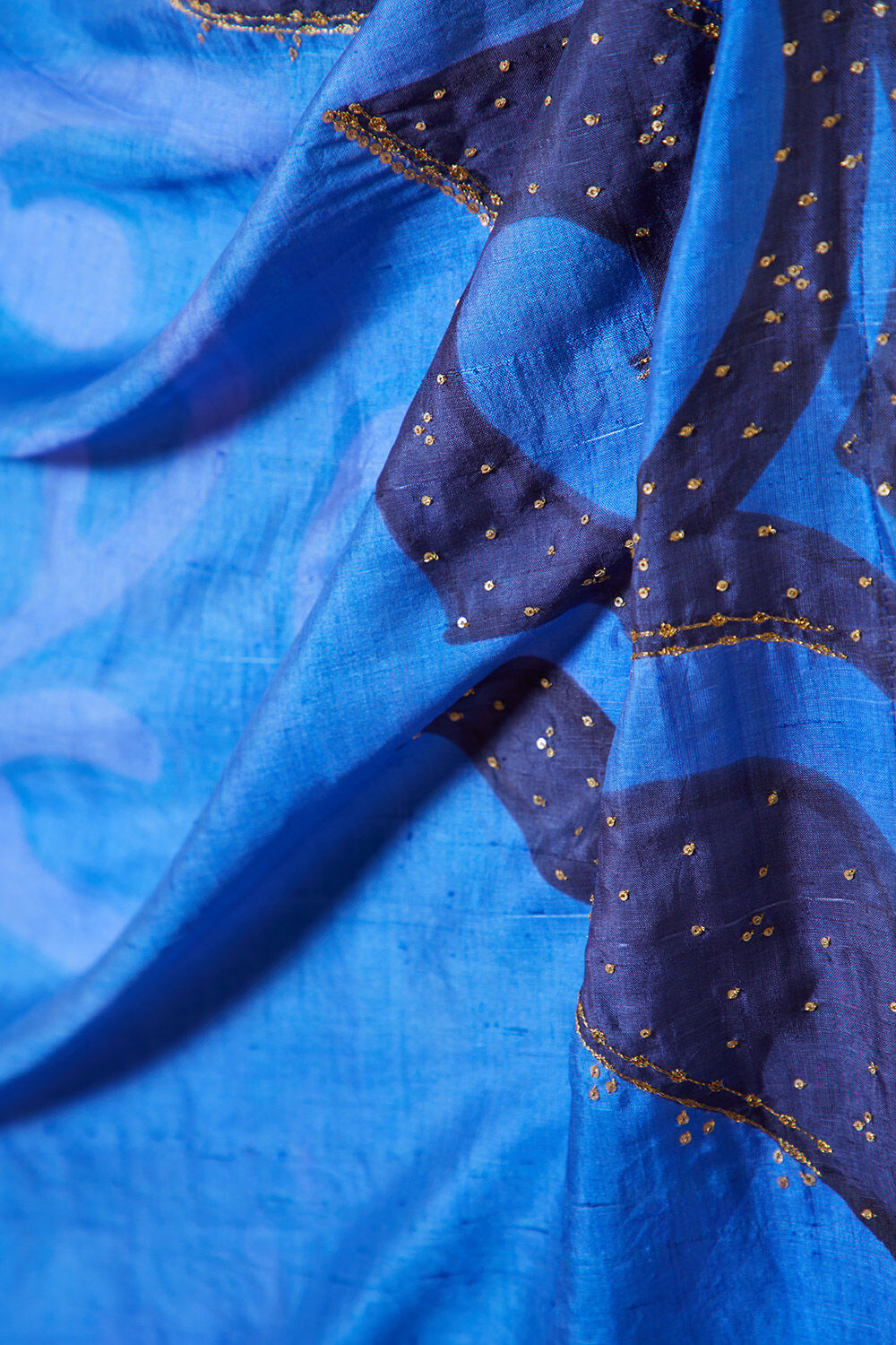 Blue Hand Painted Silk Saree image number null