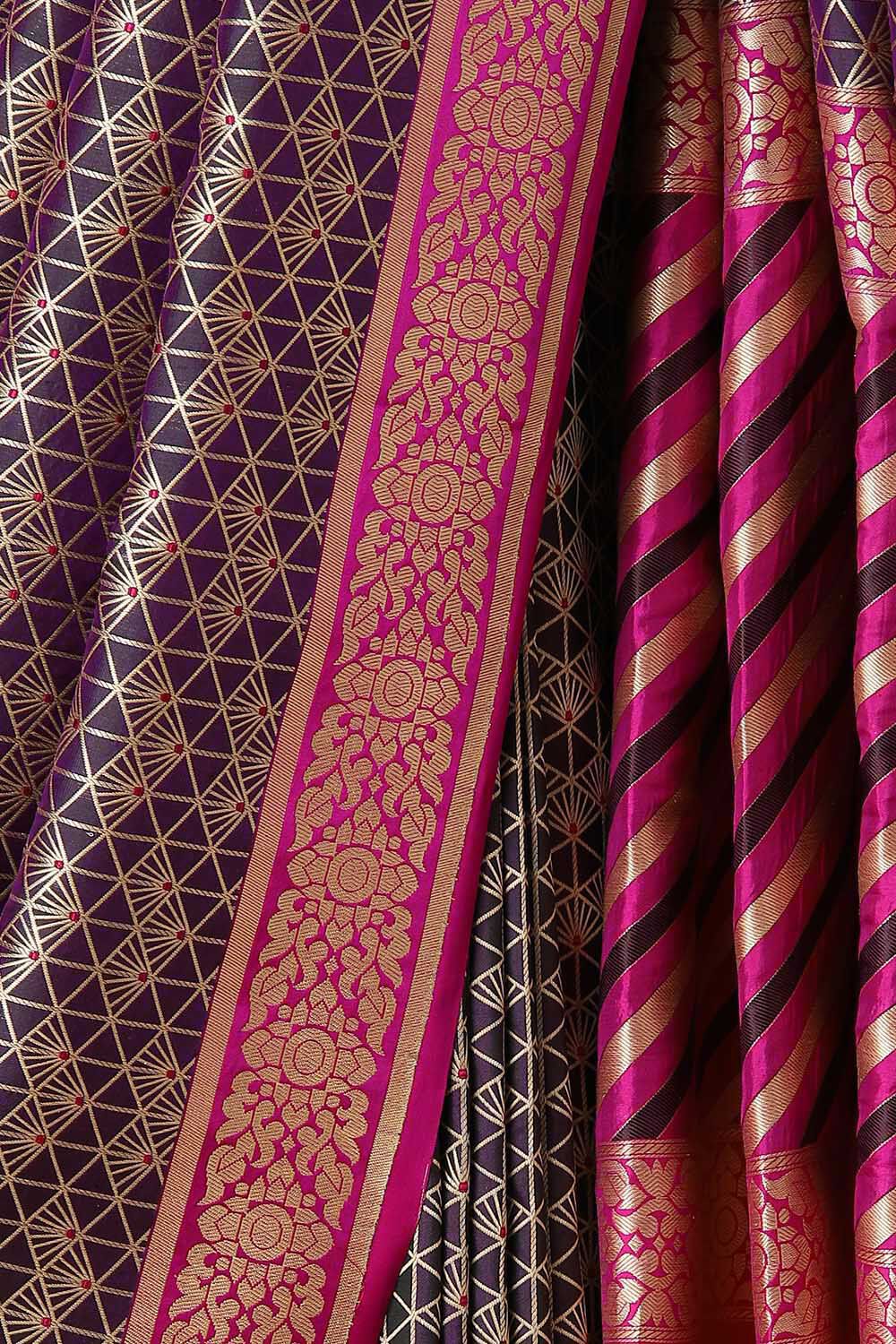 Dark Blue Pure Silk Banarasi Brocade Saree image number null
