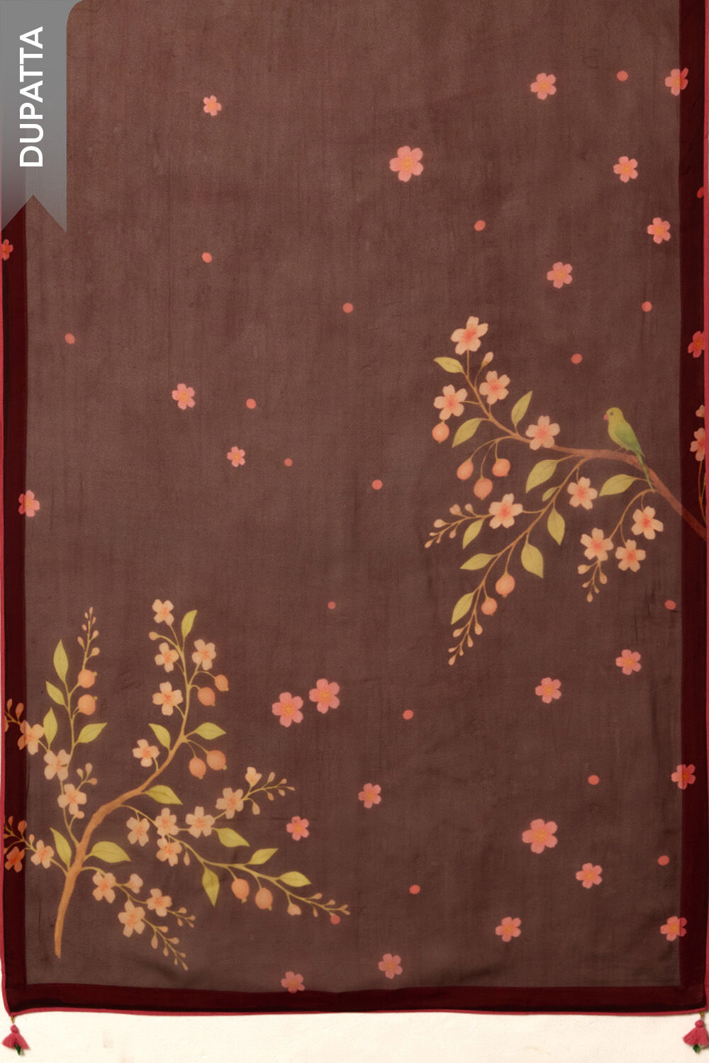 Brown Pure Viscose Embroidered Unstitched Suit Set image number null
