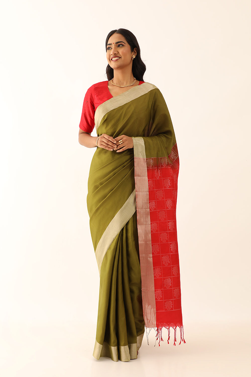 Green Woven Pure Soft South Saree image number null