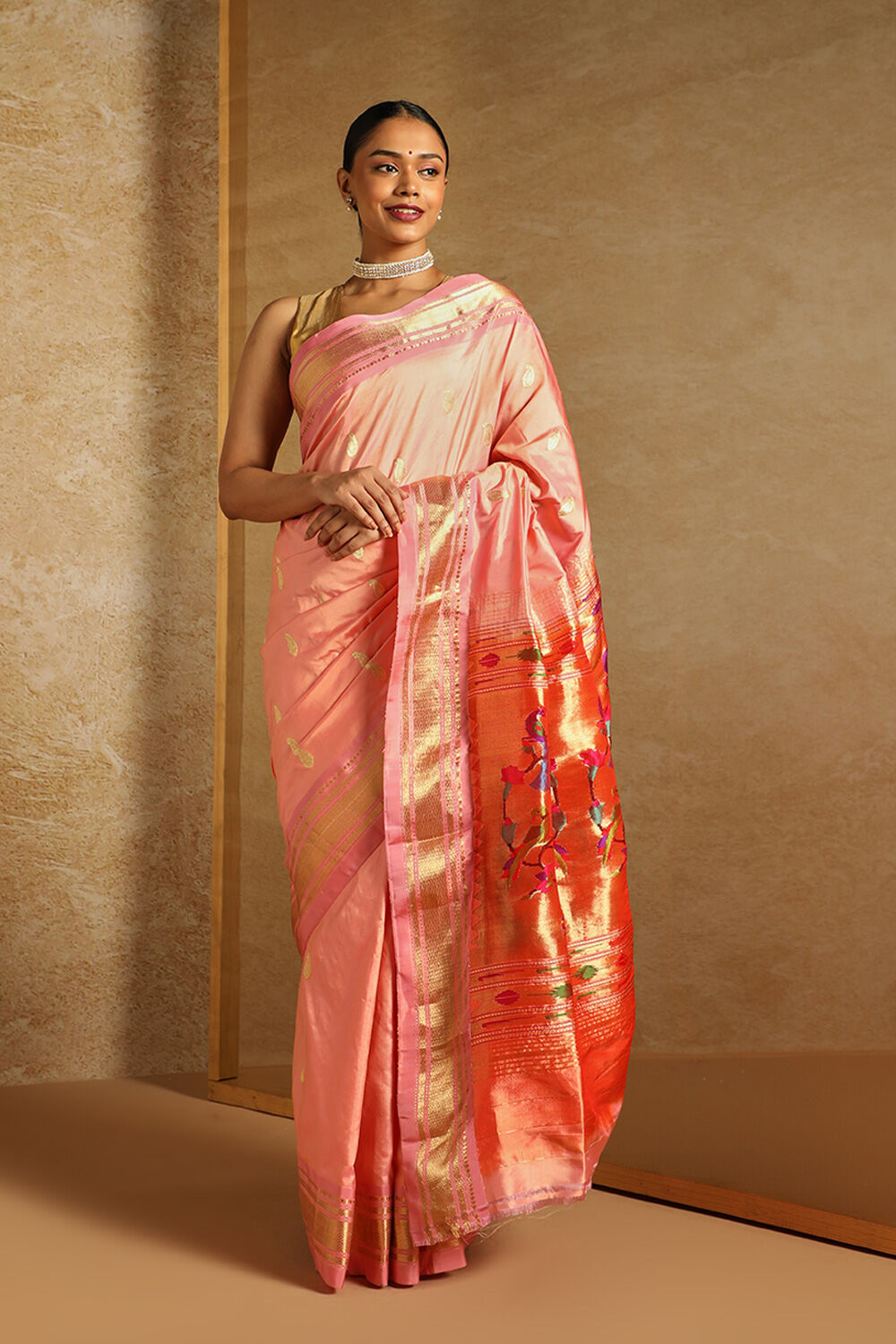 Pink Pure Silk Paithani Saree image number null