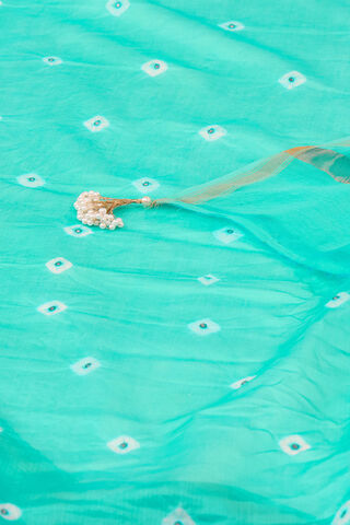 Light Blue Gujarat Pure Silk Cotton Tie & Dye Bandhni Saree thumbnail image number null