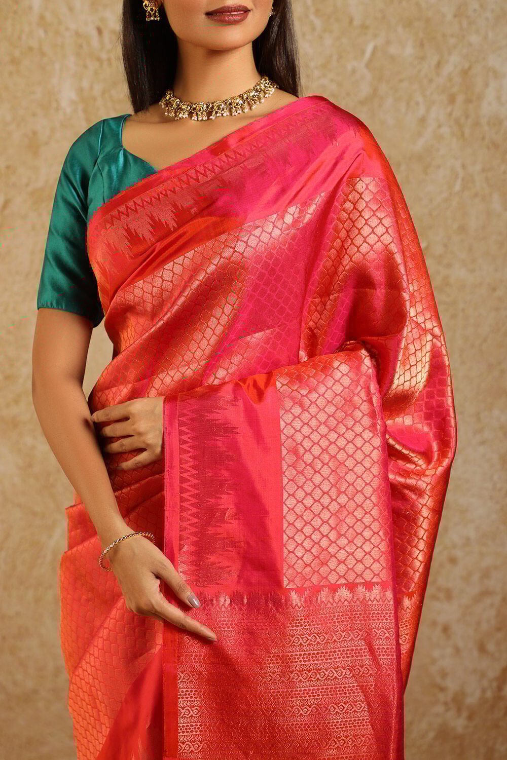 Red South Pure Silk Woven Saree image number null