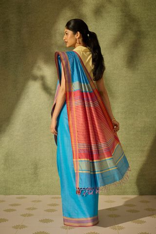Blue Bhagalpur Woven Silk Viscose Saree thumbnail image number null