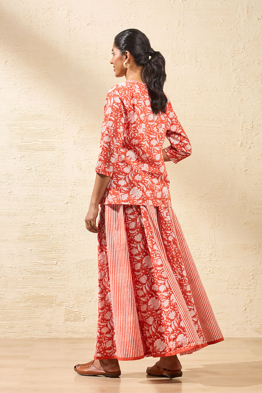 Orange Rajasthan Block Printed Pure Cotton Lehenga image number null