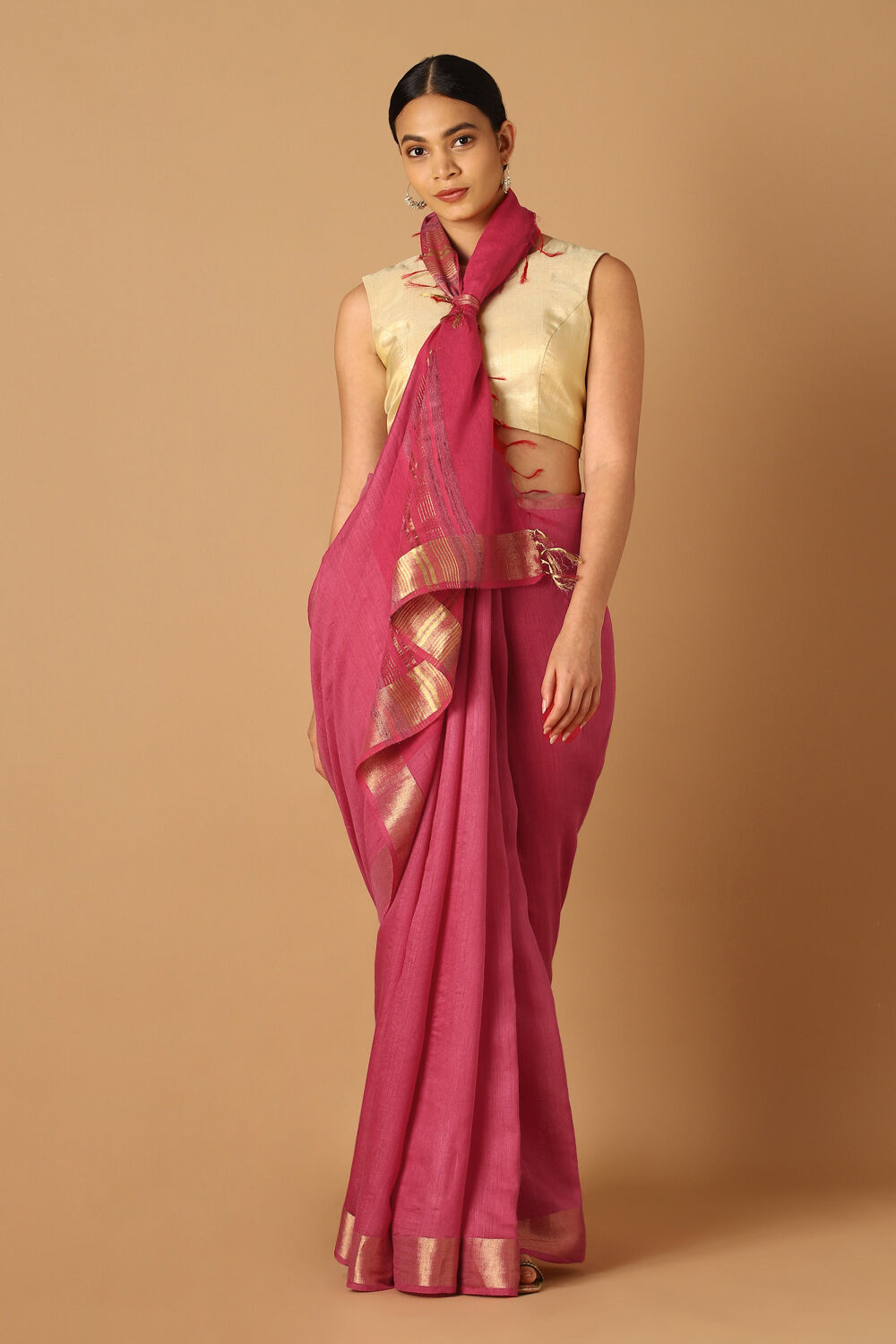 Red Pure Tussar Silk Bhagalpur saree image number null
