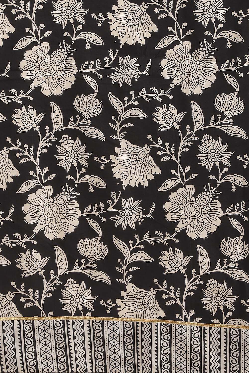 Black Pure Kota Embroidered Saree image number null