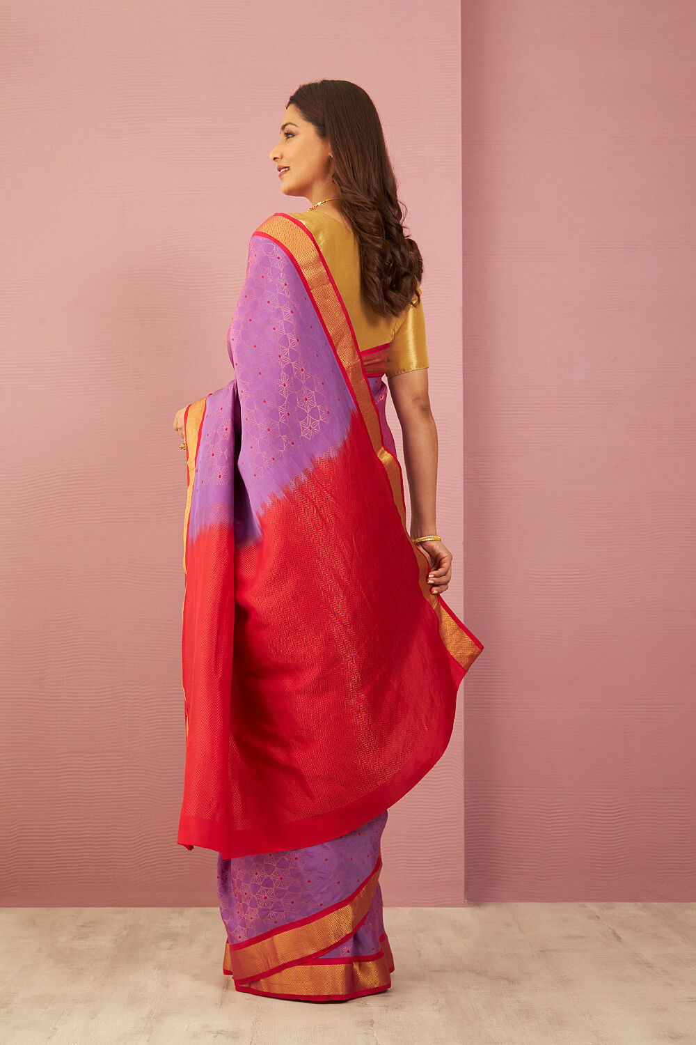Violet Woven Silk Tencel Saree image number null