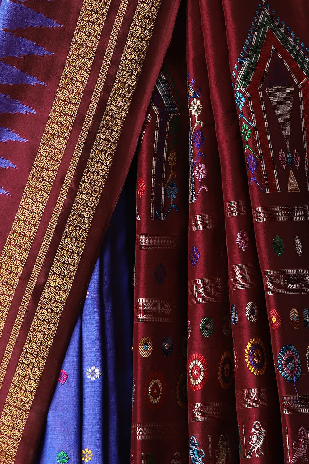 Dark Blue Silk Odissa Dolabedi Saree image number null