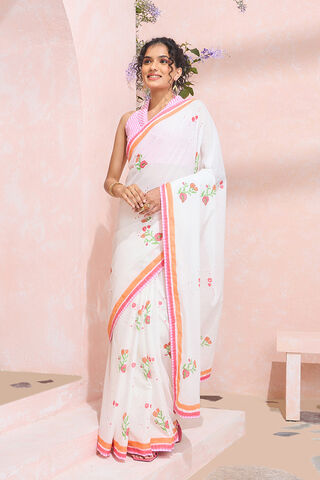 Off White Rajasthan Pure Cotton Printed Sanganeri Saree