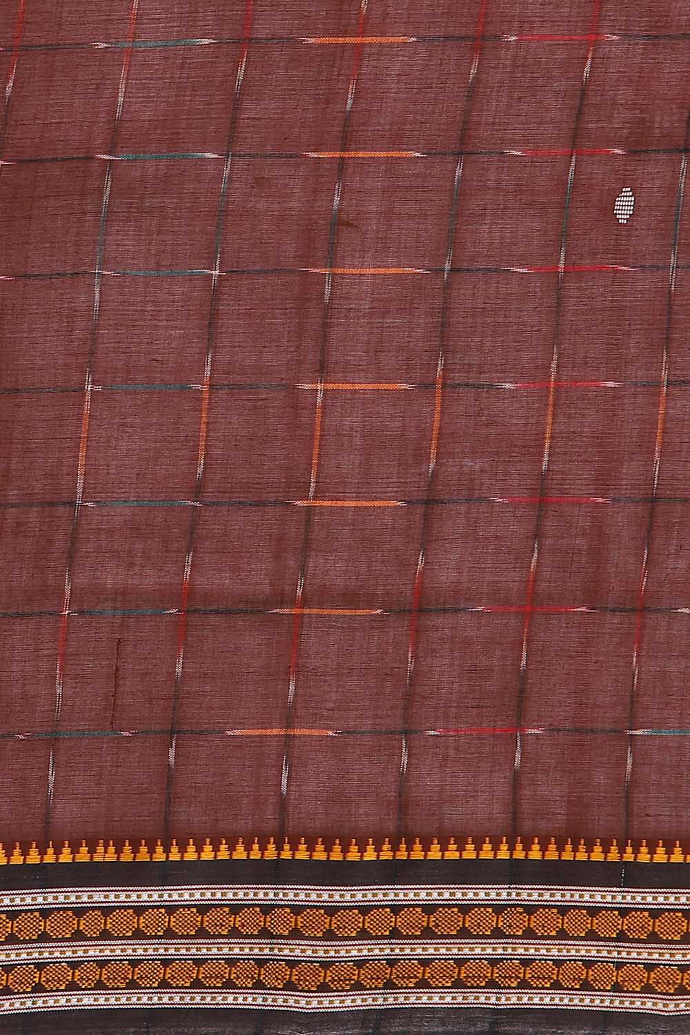 Brown Pure Cotton Odissa Ikat Saree image number null