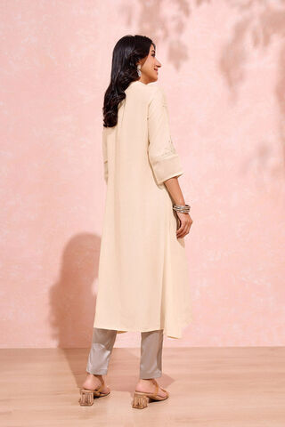 Off White Viscose Embroidered Kurta thumbnail image number null
