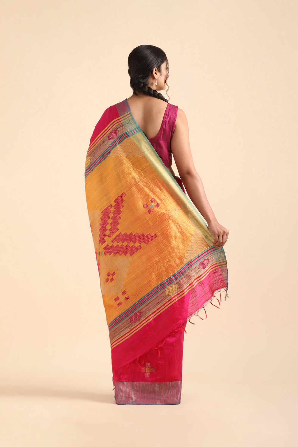 Pink Pure Tussar Silk Bhagalpuri Saree image number null
