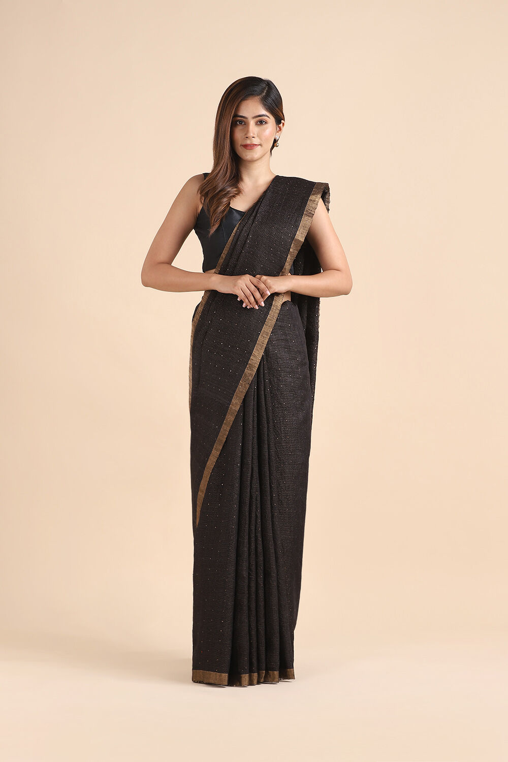 Black Pure Silk Vanya Bengal Saree image number null