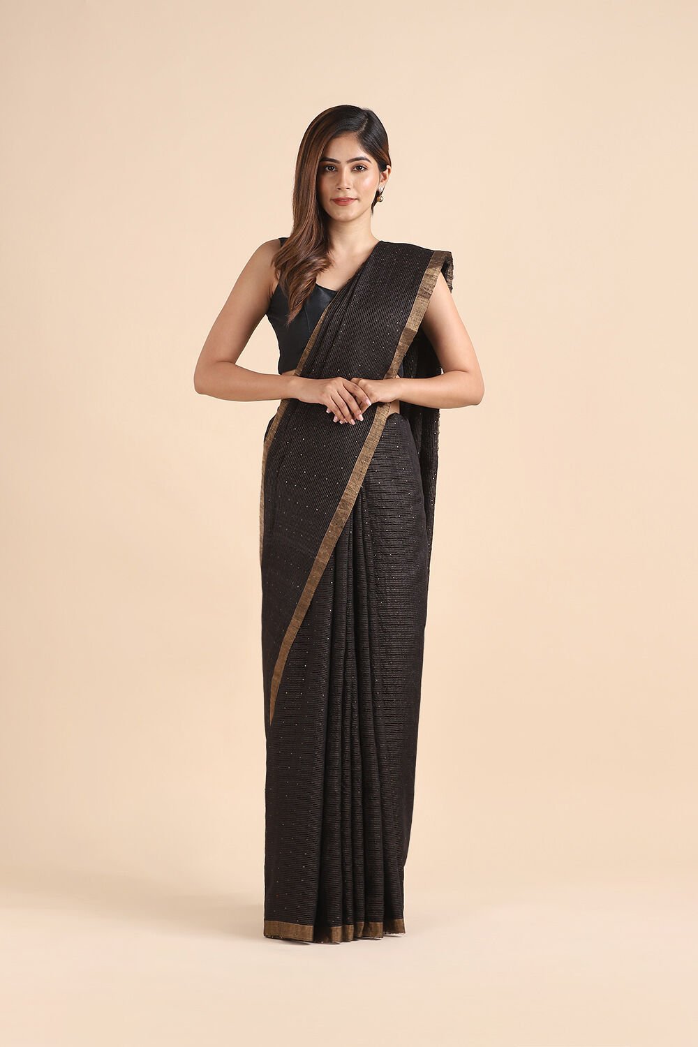 Black Pure Silk Vanya Bengal Saree image number null