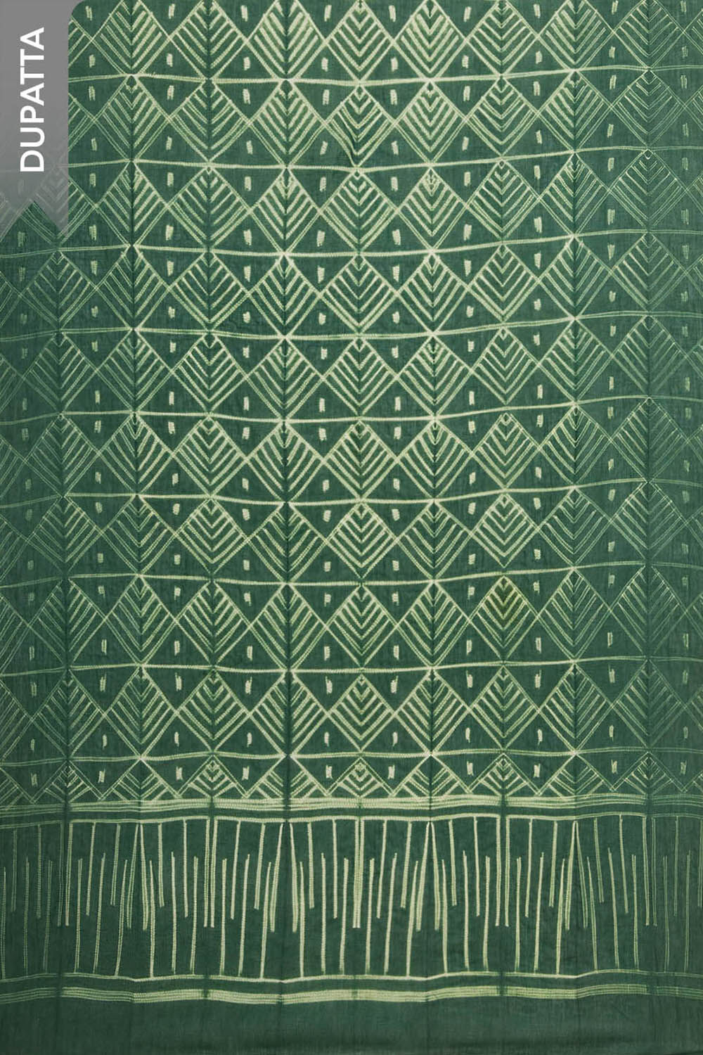 Dark Green Pure Cotton Tie and Dye Shibori Unstitched Suit Set image number null
