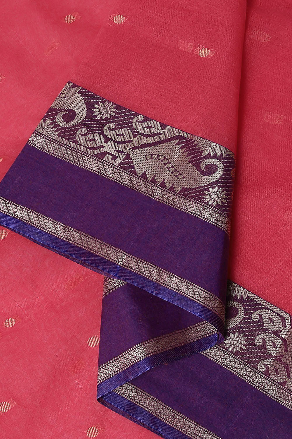 Dark Pure Pink Cotton Bengal Saree image number null