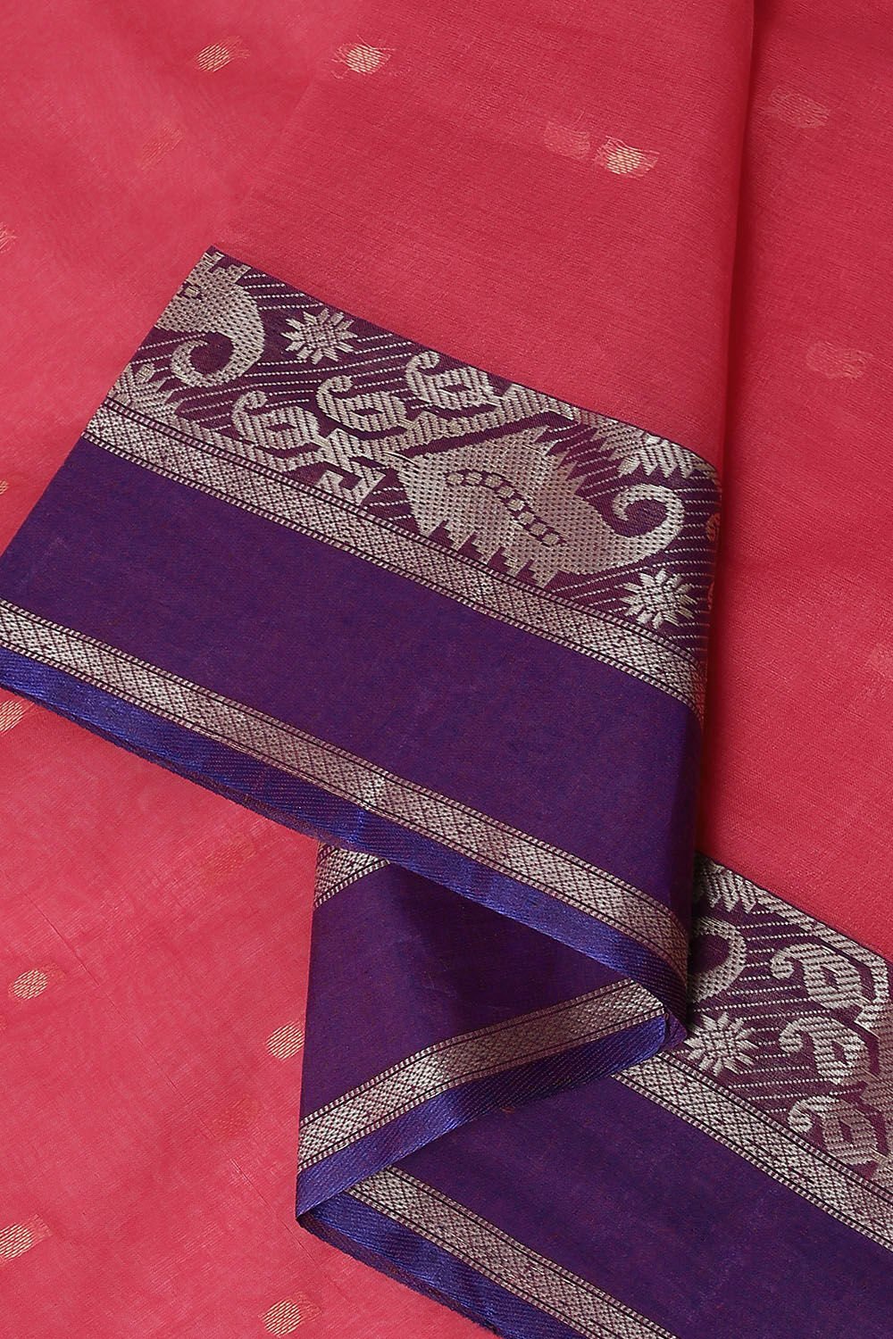 Dark Pure Pink Cotton Bengal Saree image number null